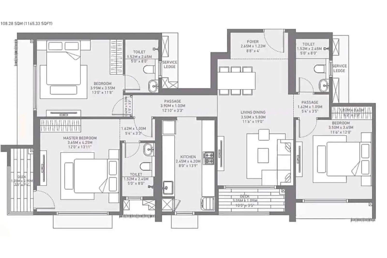 3 BHK Luxe