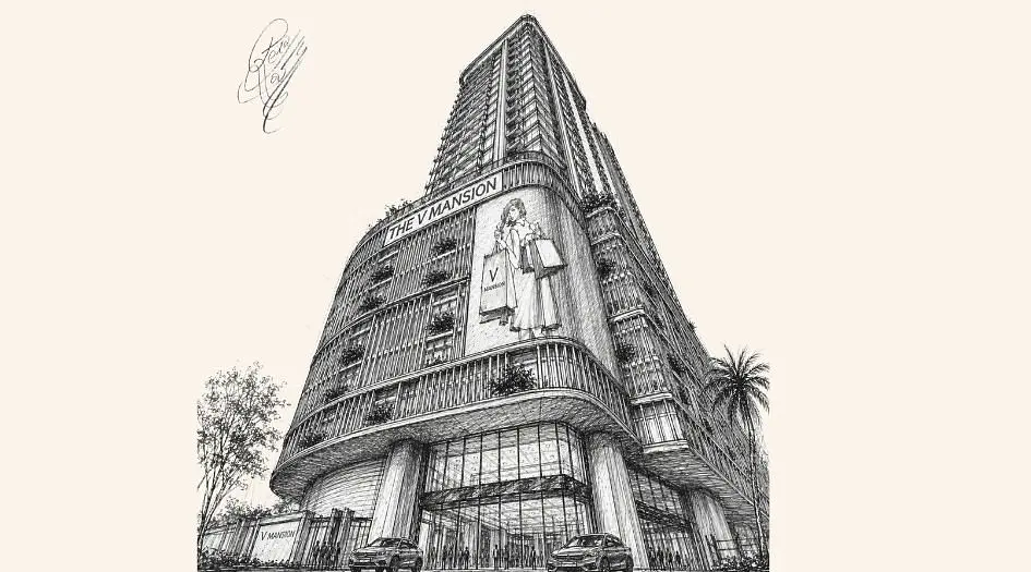 Vibrant-The-V-Mansion-Balck-and-White-Elevation