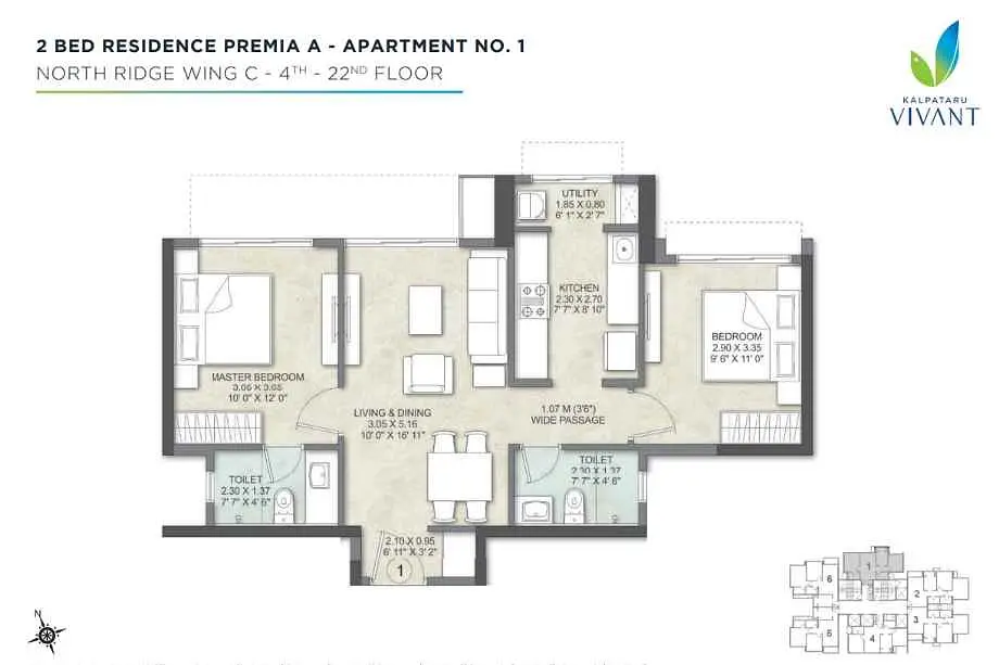 Kalpataru-Vivant-Typical-Floor-Plan-2-BHK