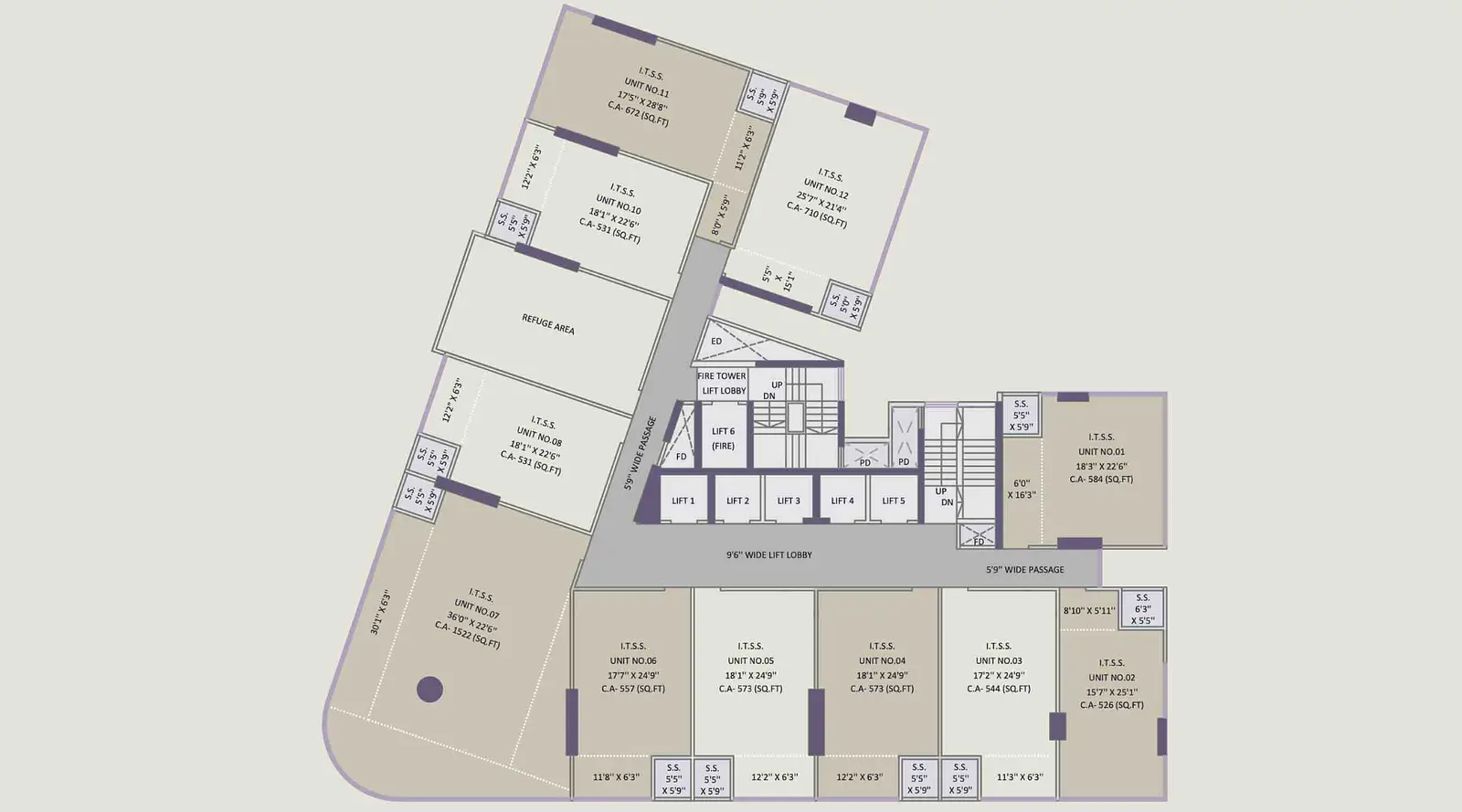 Bare Shell Office Space 1522 sq.ft