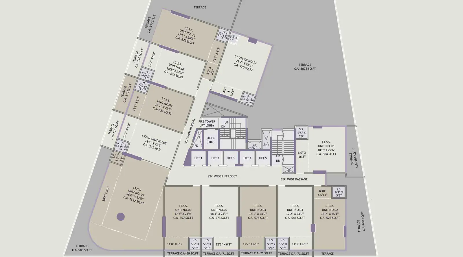 Bare Shell Office Space 7800 sq.ft