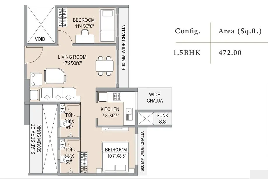 1.5 BHK