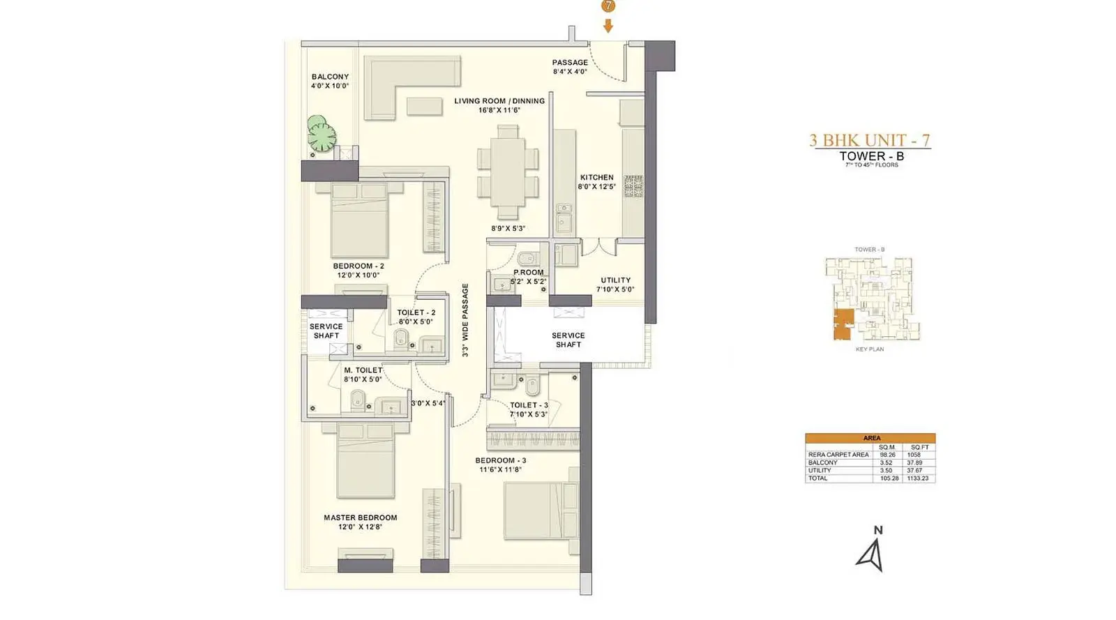 3 BHK Wing B